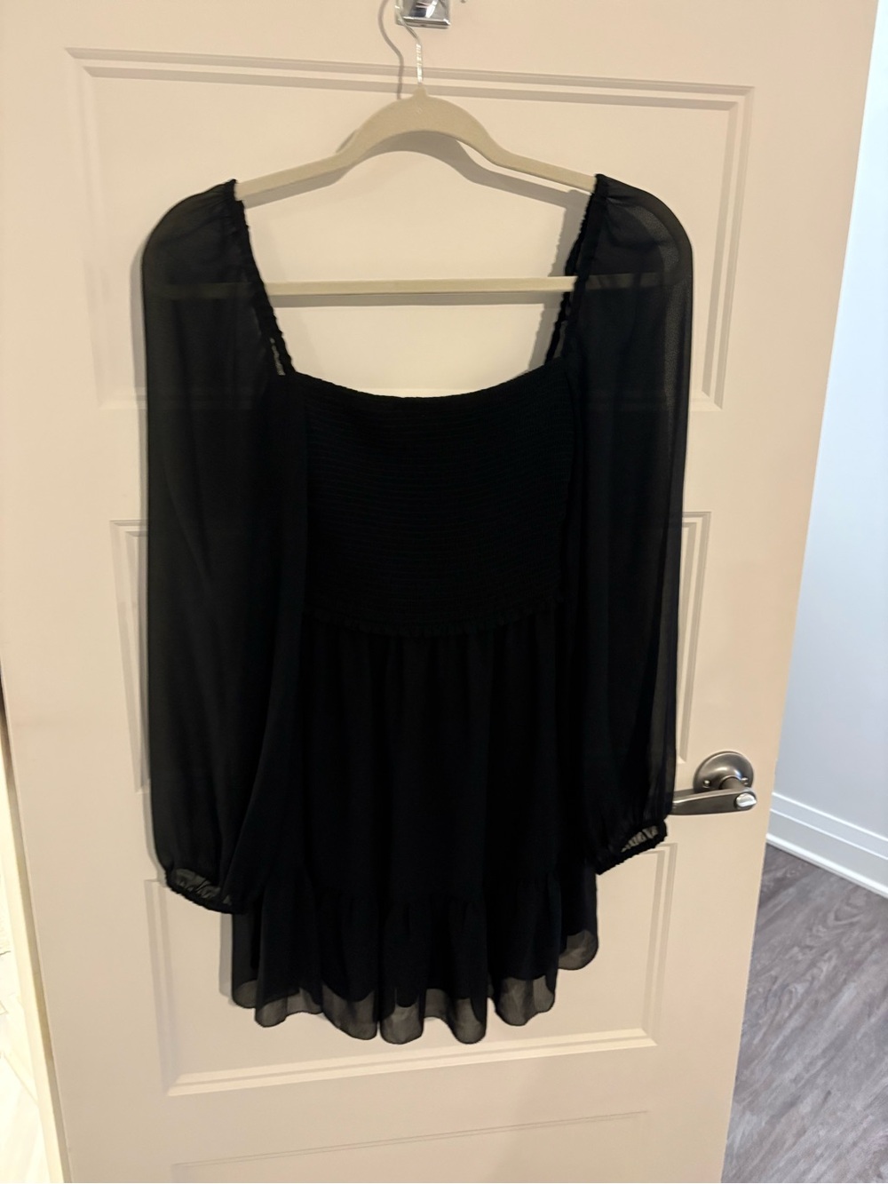 Wilfred Black Smocked Bodice Sheer Long-Sleeve Tunic